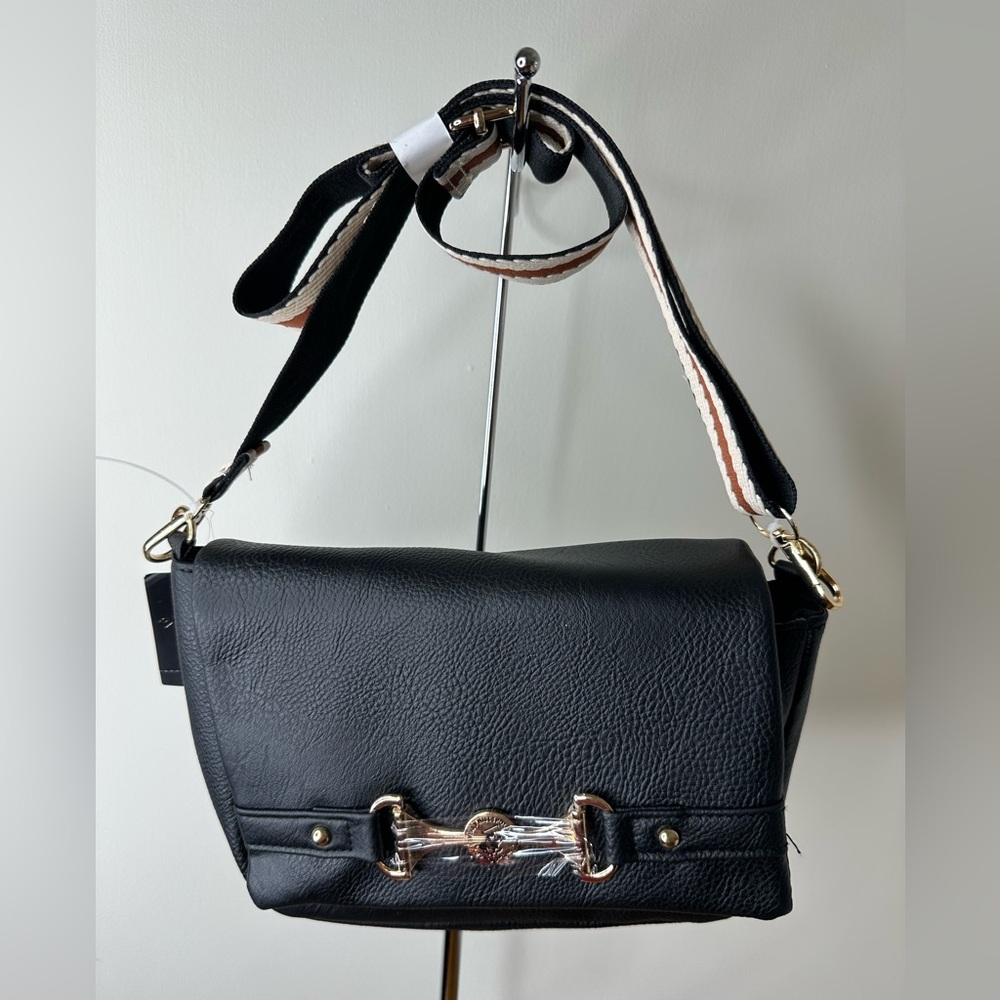 Beverly Hills Polo Club Black Leather Crossbody Bag - NWT